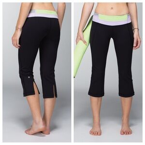 Lululemon Gather & Crow Crop *Full-On Luon - Black / Quilt Spring 14-16